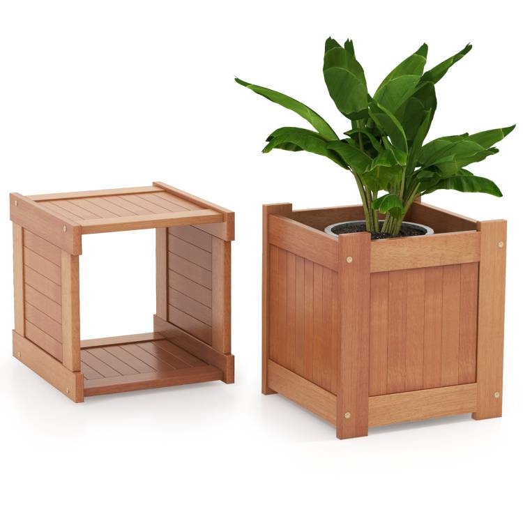 FaFurn - Garden Planter Flower Pot Stand with Garden Bench in Hardwood