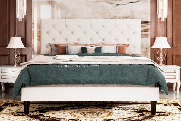 FaFurn - Platform Bed with Button-Tufted Headboard (WHUPBFHD4528936)