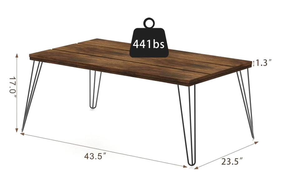 FaFurn - Rustic Farmhouse Wooden Coffee Table with Modern Metal Legs