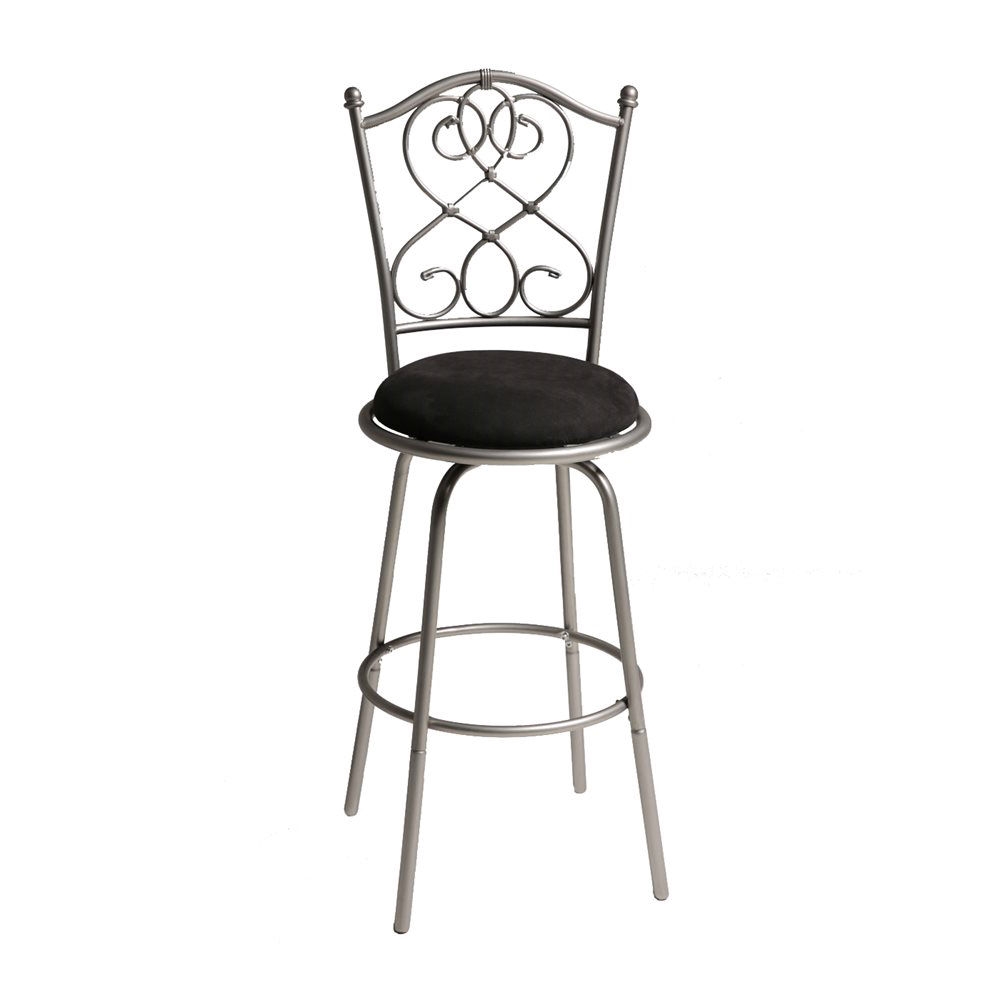 FaFurn - Swivel Barstool with Microfiber Swivel Seat in Brushed Silver