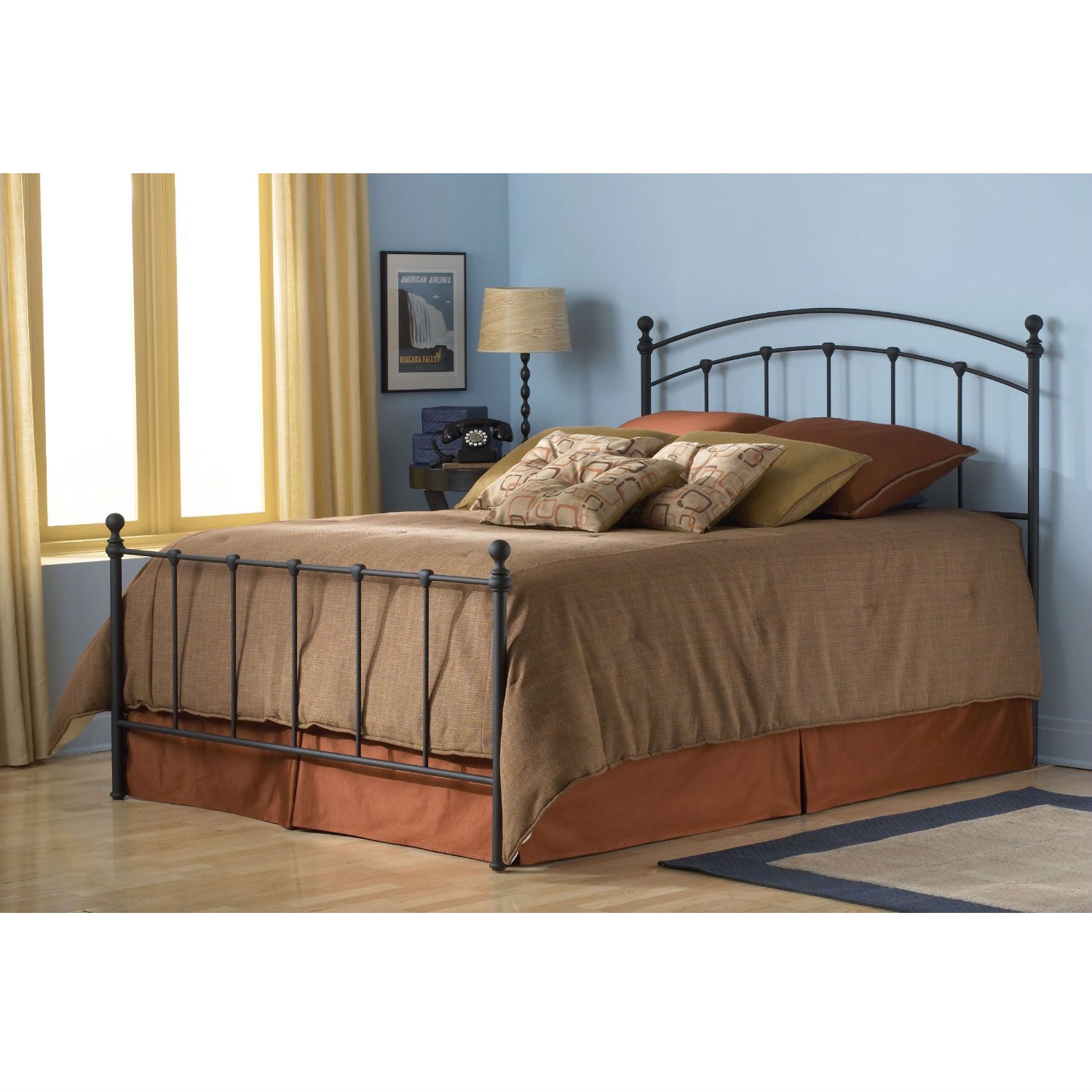 FaFurn Full Size Bed Frame with Headboard and Footboard - Matte Black, Metal