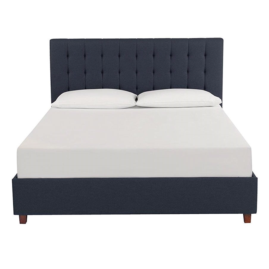 FaFurn - Full Size Platform Bed Frame with Headboard in Blue