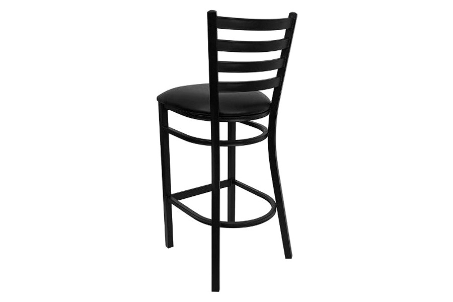 FaFurn - Black Metal Ladder-Back Restaurant Style Bar Stool