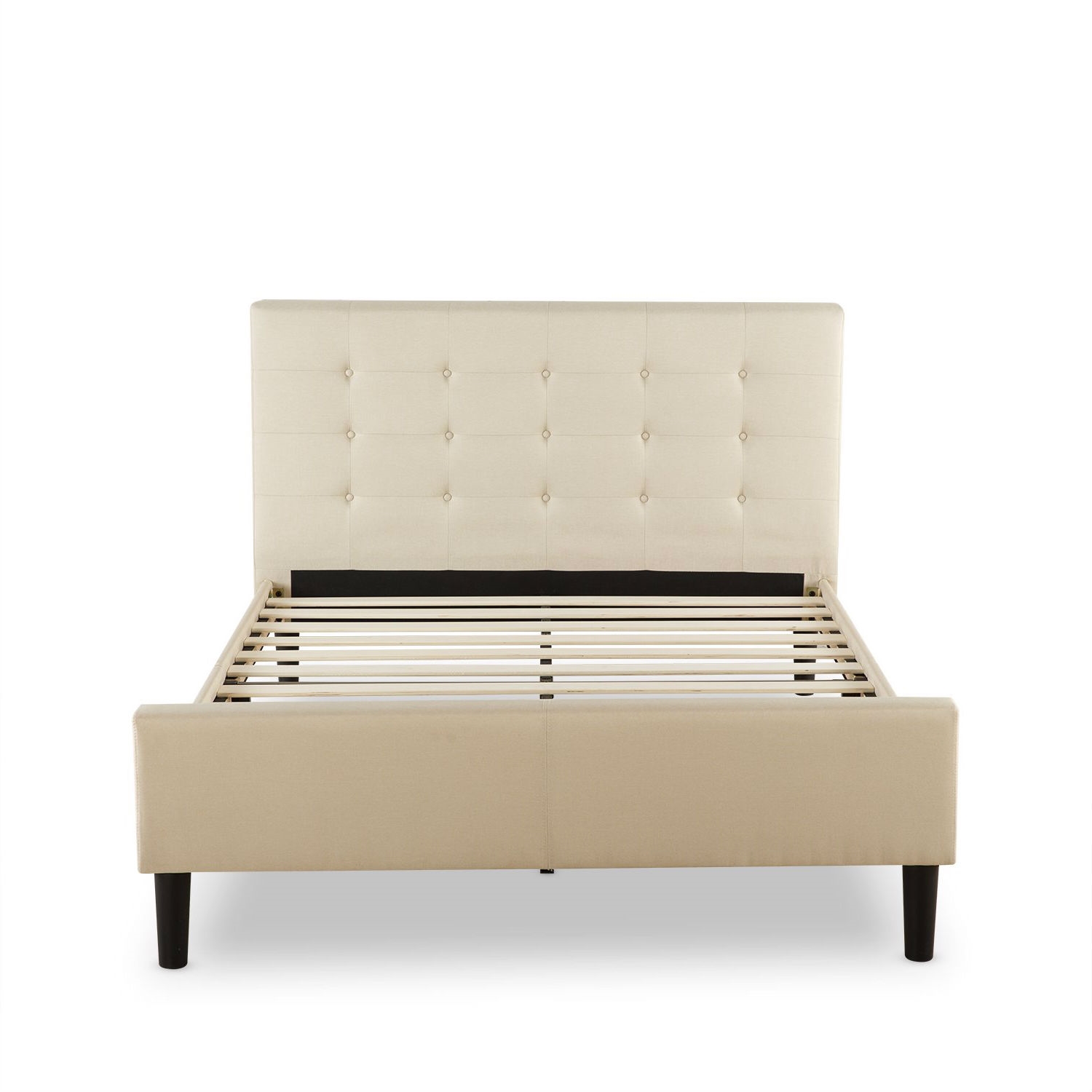 FaFurn - Full Size Bed Frame with Button Tufted Headboard/Footboard in Taupe