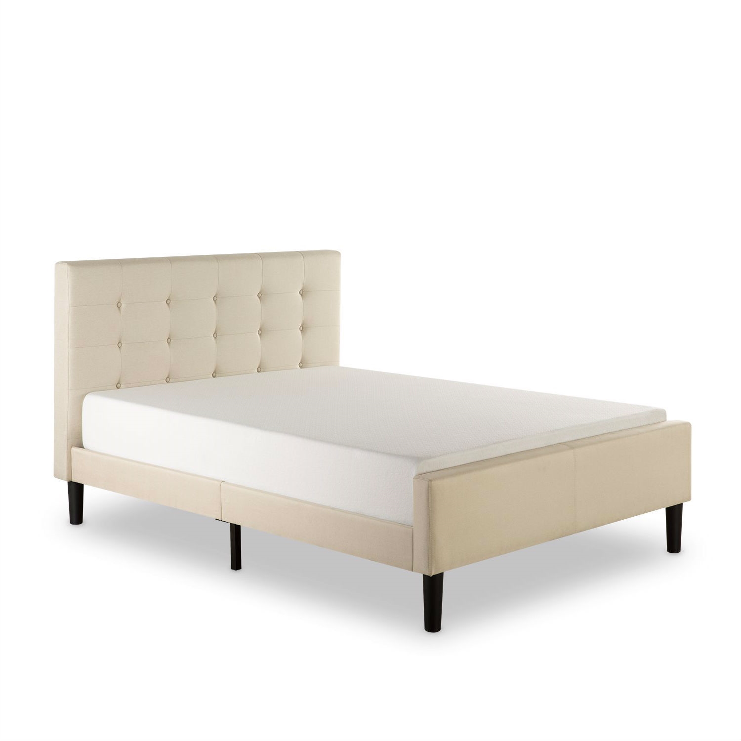 FaFurn - Full Size Bed Frame with Button Tufted Headboard/Footboard in Taupe