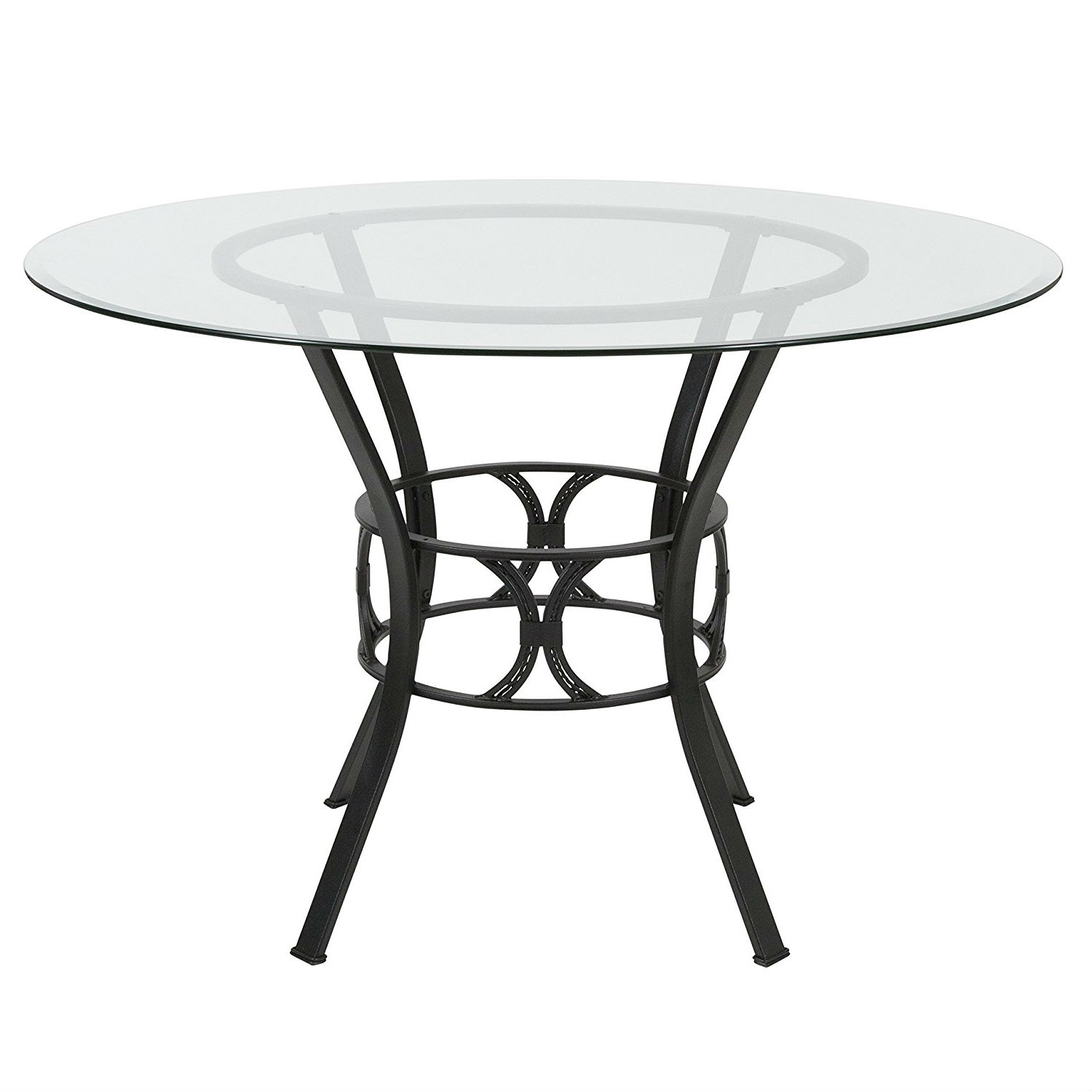 FaFurn - Contemporary 45" Dining Table with Black Metal Frame in Glass