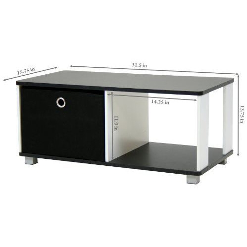 FaFurn™ Coffee Table with Bin Drawer - Black/White