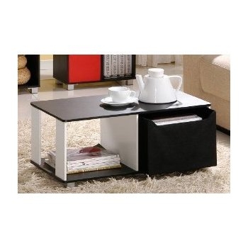 FaFurn™ Coffee Table with Bin Drawer - Black/White