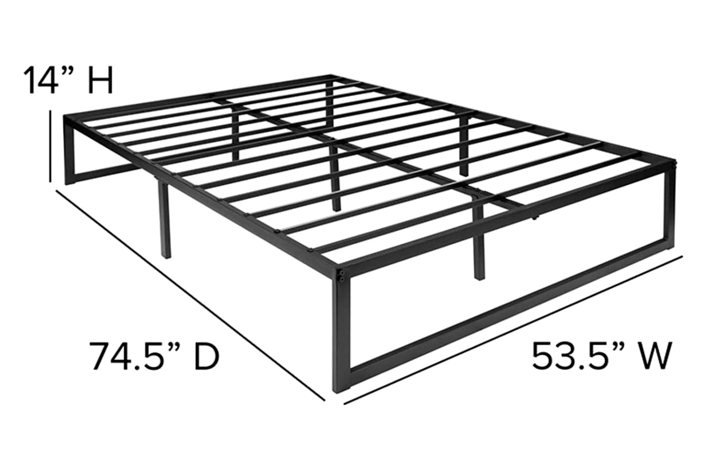 FaFurn Full Size Platform Bed - Black, Metal