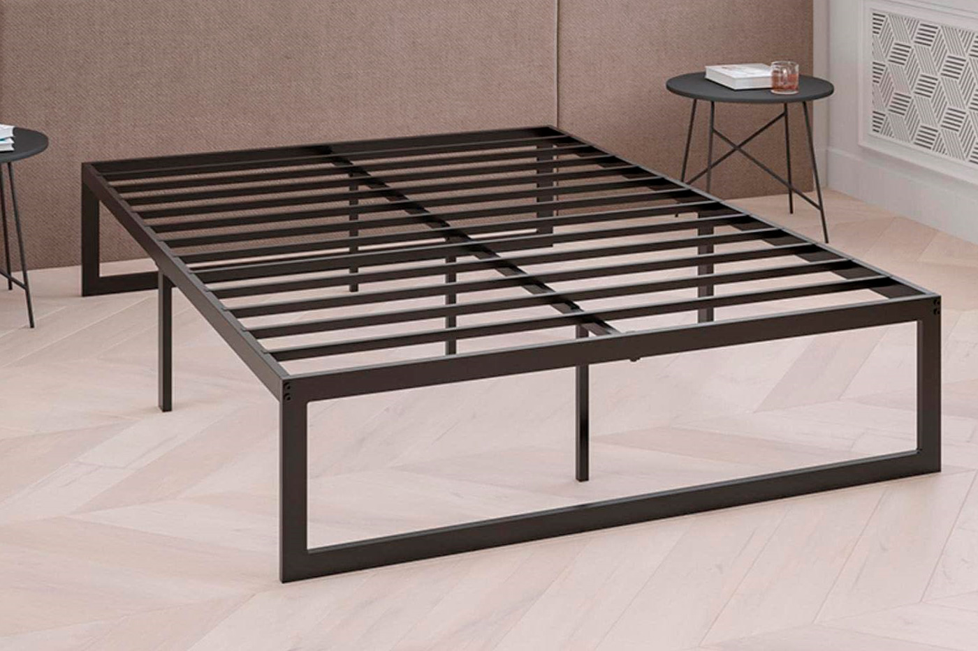 FaFurn Queen Size Platform Bed - Black, Metal