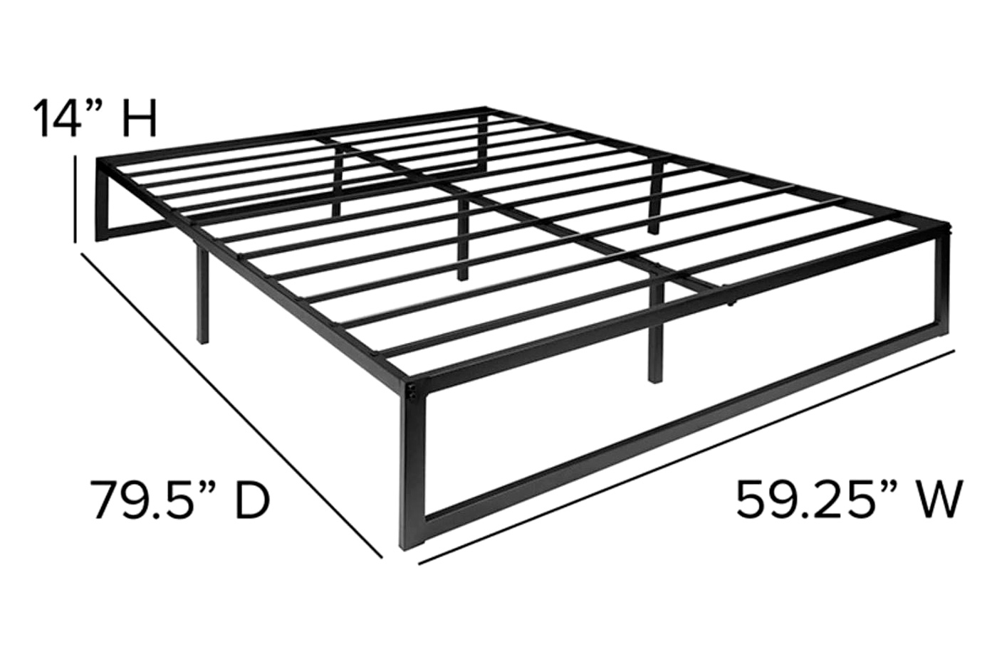 FaFurn Queen Size Platform Bed - Black, Metal