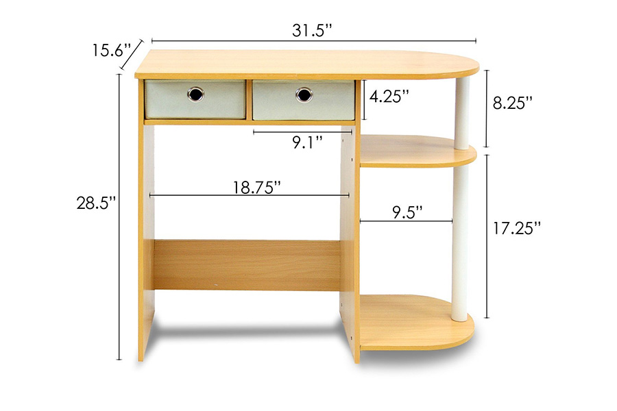 FaFurn - Home Office Laptop Computer Desk Table in Beech Ivory