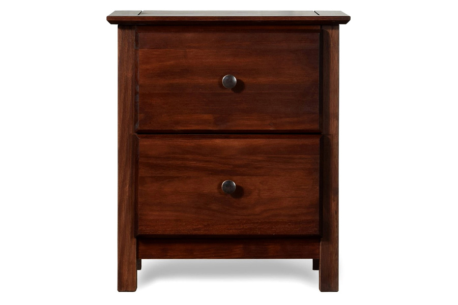 FaFurn Farmhouse Solid Pine Wood 2 Drawer Nightstand - Cherry