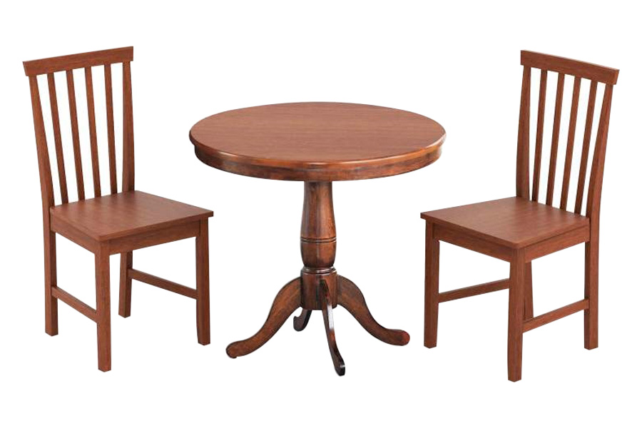 FaFurn - 3-Piece Round Dining Table Set with 2 Chairs in Walnut, Wood