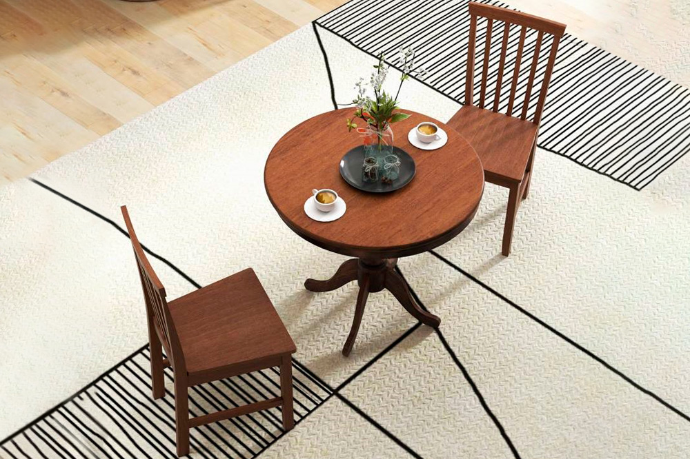 FaFurn - 3-Piece Round Dining Table Set with 2 Chairs in Walnut, Wood