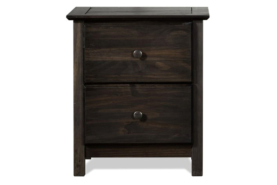 FaFurn Farmhouse Solid Pine Wood 2 Drawer Nightstand - Espresso