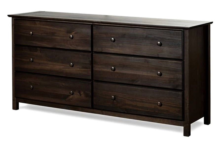 FaFurn Farmhouse Solid Pine Wood 6 Drawer Dresser - Espresso