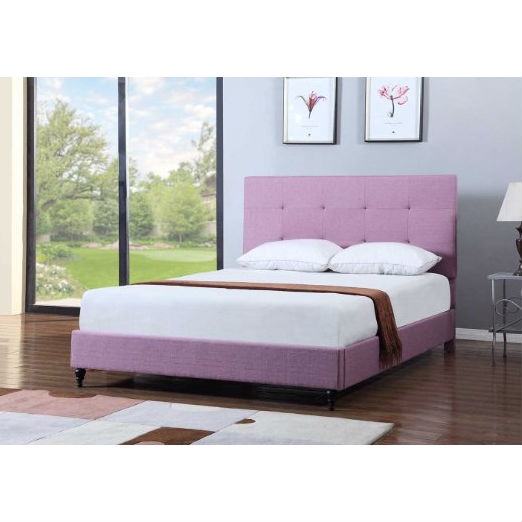 FaFurn - Full Size Platform Bed Frame with Headboard in Purple