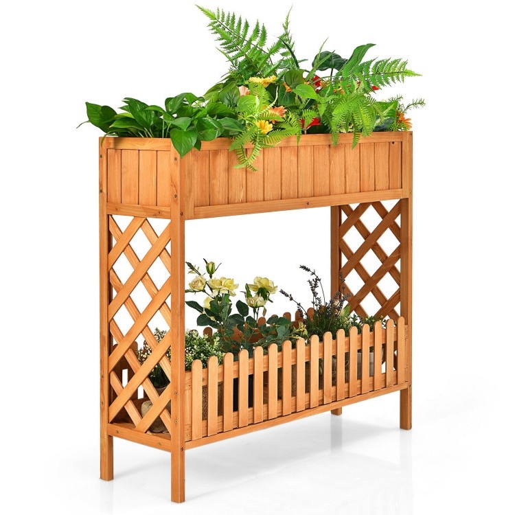 FaFurn - 2-Tier Planter Box in Fir Wood