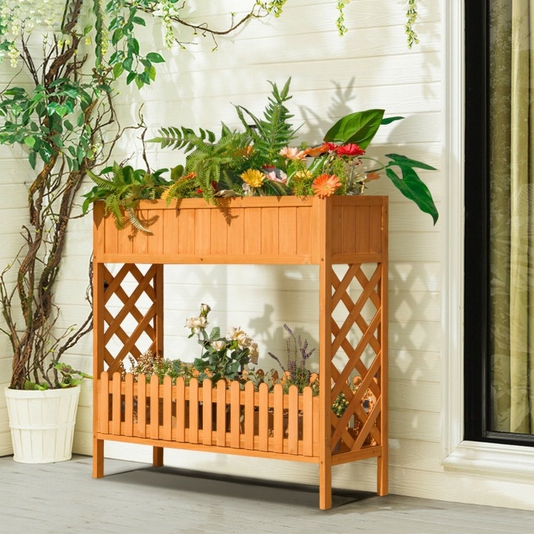 FaFurn - 2-Tier Planter Box in Fir Wood