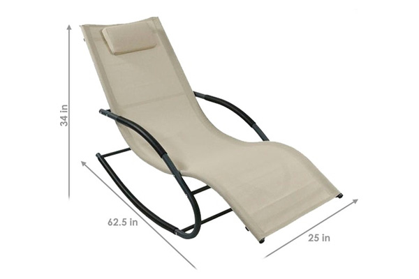 FaFurn - Set of 2 Outdoor Patio Rocking Chair with Pillow in Beige, Polyethylene/Steel