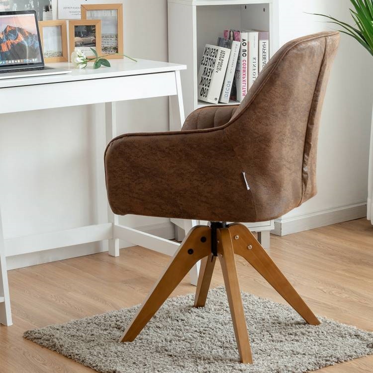 FaFurn - Retro Accent Chair with Solid Wood Legs in Brown