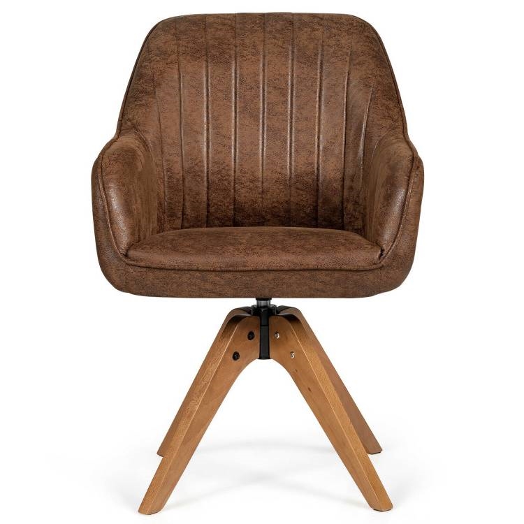 FaFurn - Retro Accent Chair with Solid Wood Legs in Brown