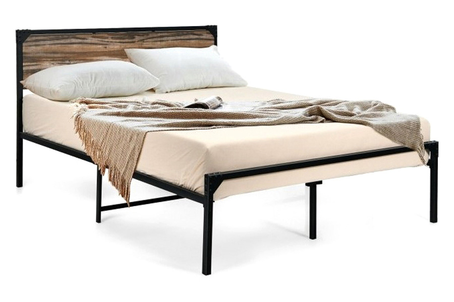 FaFurn - Rustic Farmhome Metal Wood Platform Bed Frame