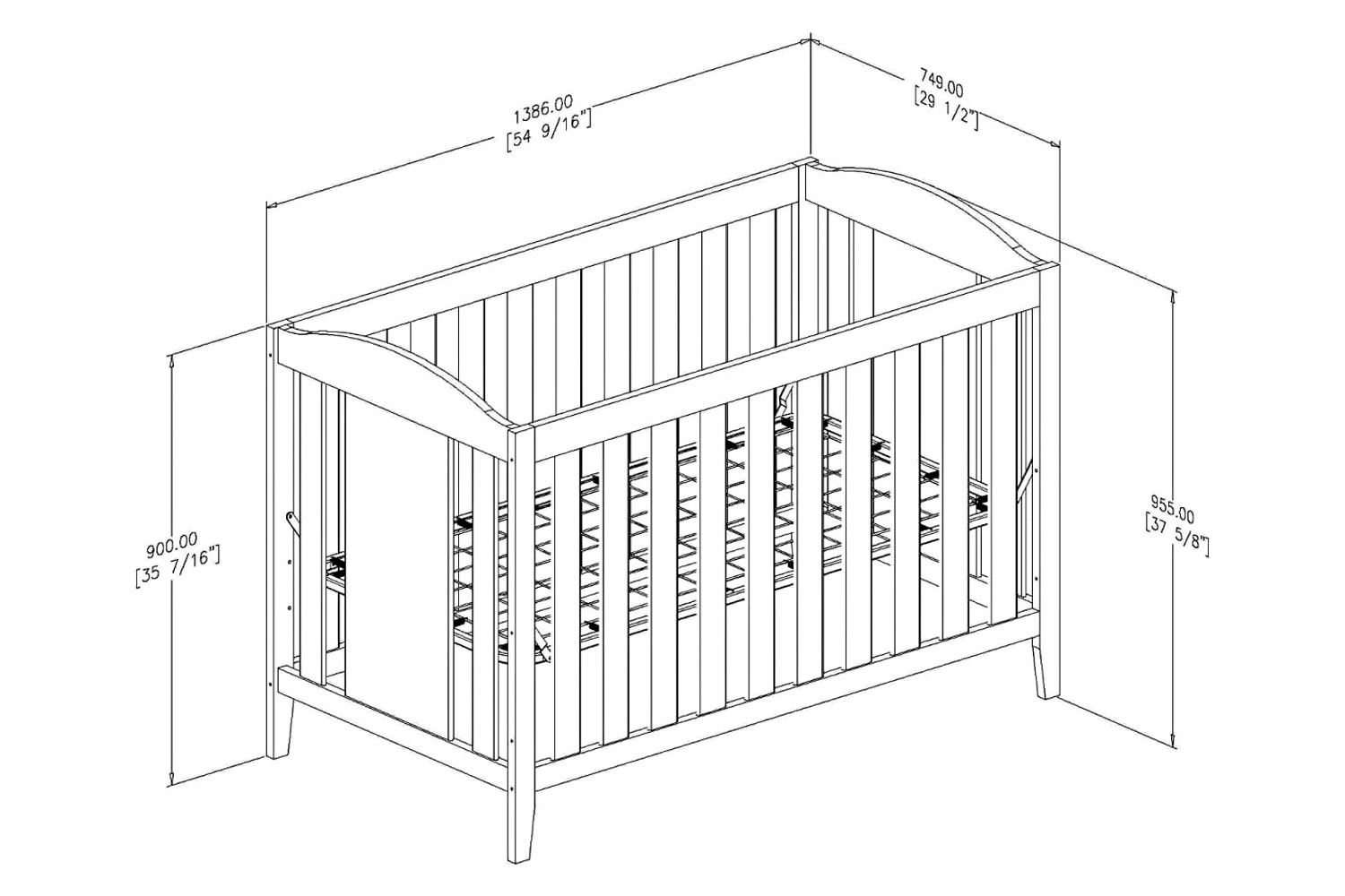 FaFurn - Traditional Vintage 3-In-1 Convertible Baby Crib Toddler Bed in Espresso