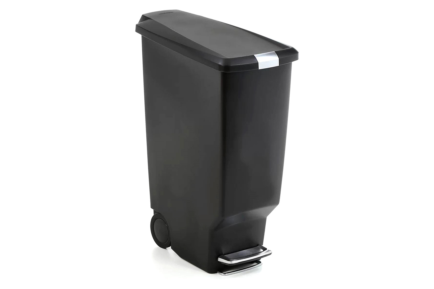 FaFurn - Black 10-Gallon Narrow Kitchen Trash Can with Easy Step-On Lid