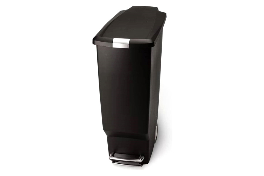 FaFurn - Black 10-Gallon Narrow Kitchen Trash Can with Easy Step-On Lid