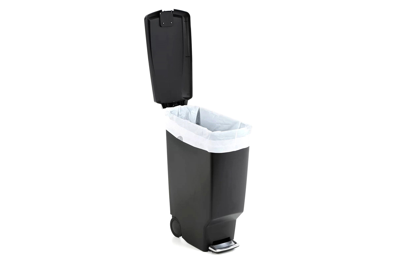 FaFurn - Black 10-Gallon Narrow Kitchen Trash Can with Easy Step-On Lid