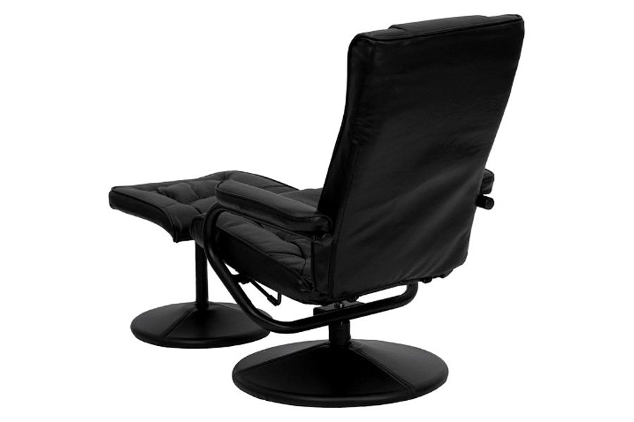 FaFurn™ - Black Faux Leather Recliner Chair with Swivel Seat and Ottoman