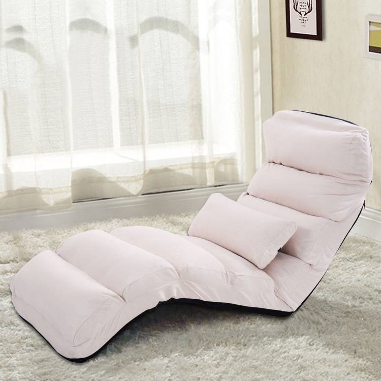 FaFurn™ Lounger Chair with Pillow - Beige, Faux Suede