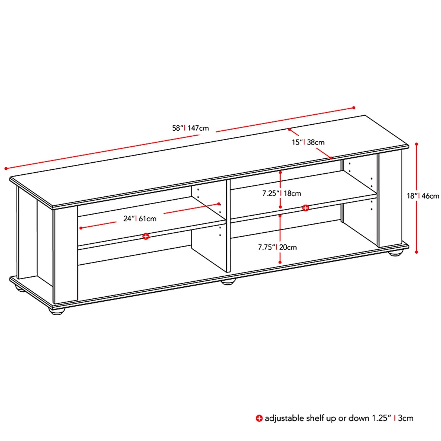 FaFurn - Modern TV Stand in Black, Wood