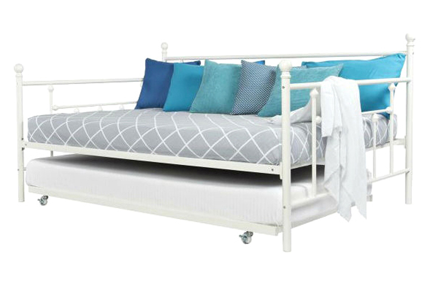 FaFurn - Metal Daybed with Twin Roll-Out Trundle Bed