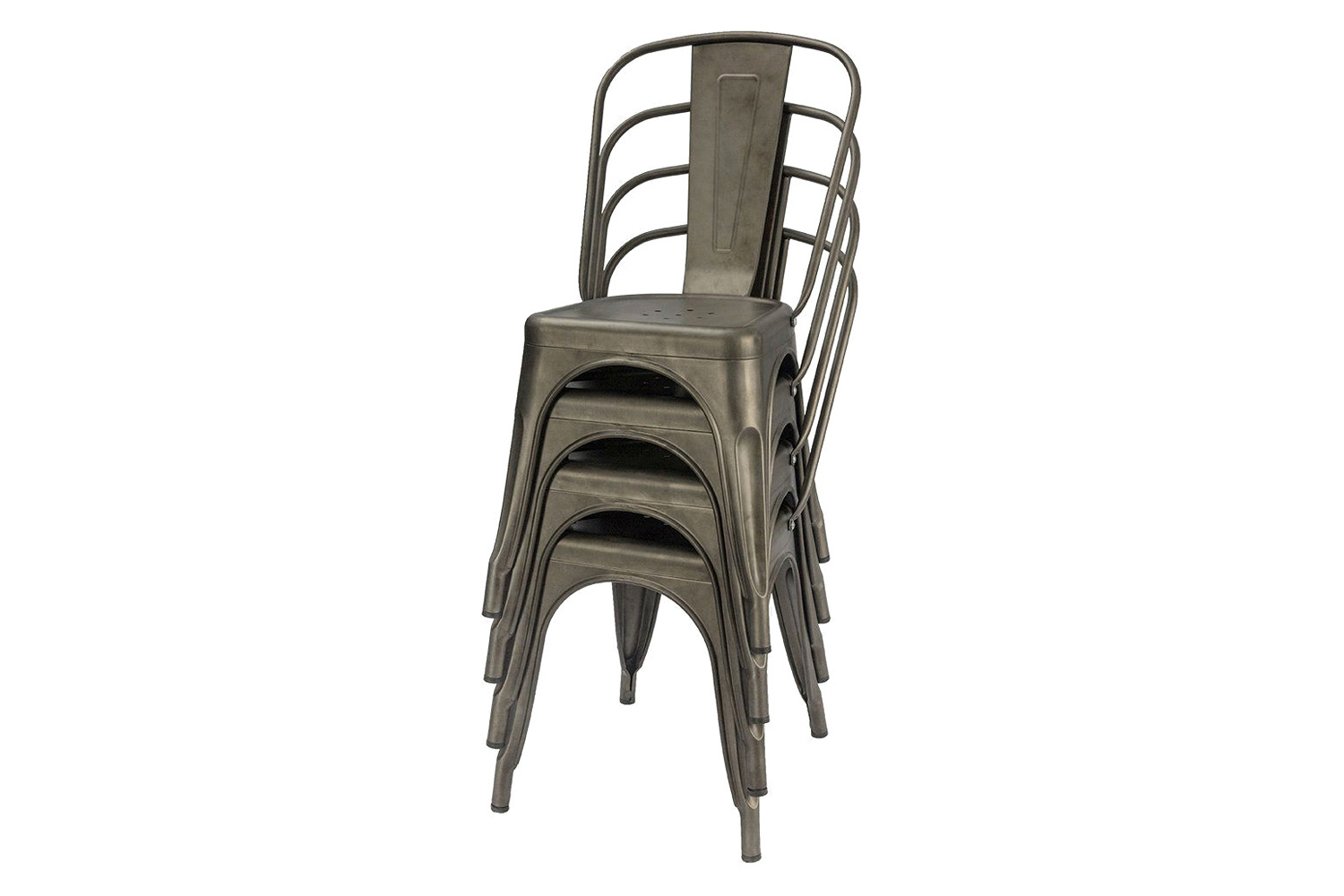 FaFurn - Stackable Modern Cafe Bistro Dining Side Chair in Gun Metal Finish (Set of 4)