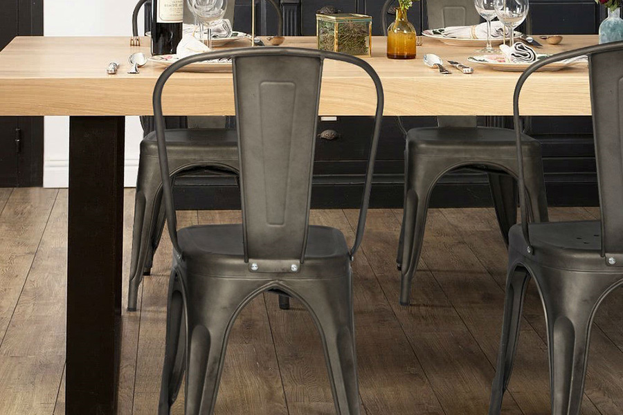 FaFurn - Stackable Modern Cafe Bistro Dining Side Chair in Gun Metal Finish (Set of 4)