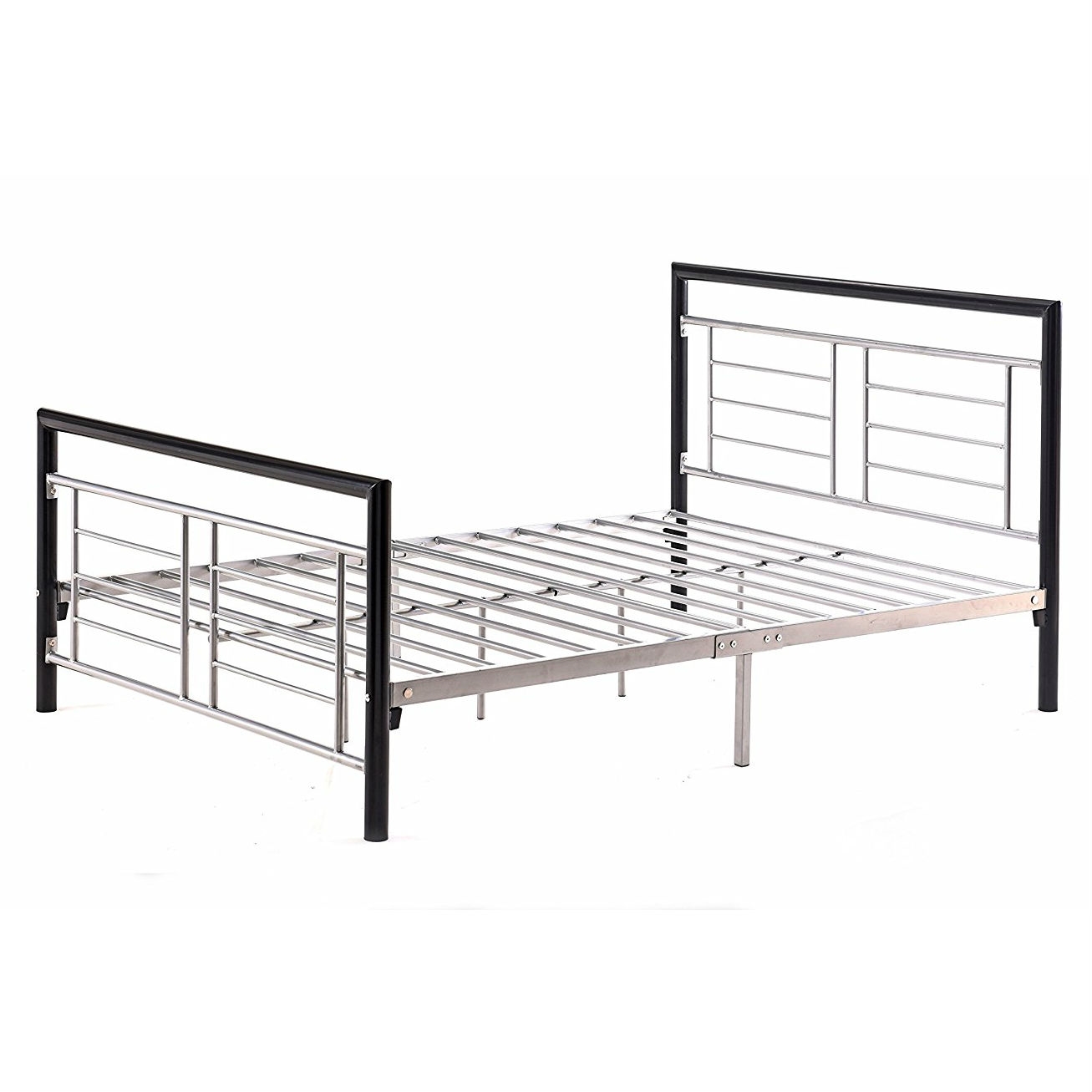 FaFurn Full Size Platform Bed Frame with Headboard and Footboard - Black, Metal