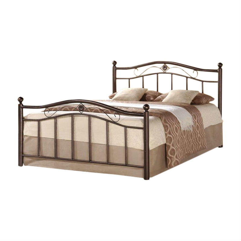 FaFurn - Full Size Platform Bed Frame with Headboard and Footboard in Brushed Bronze, Metal