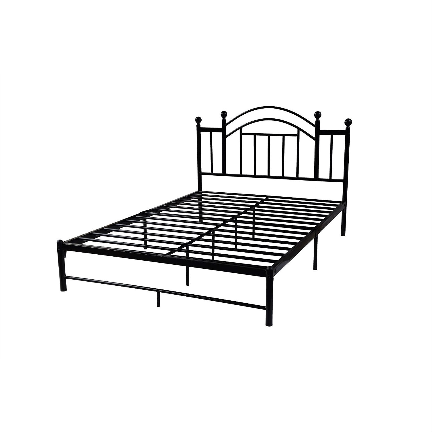 FaFurn - Full Size Platform Bed Frame with Metal Slats and Headboard in Black, Metal