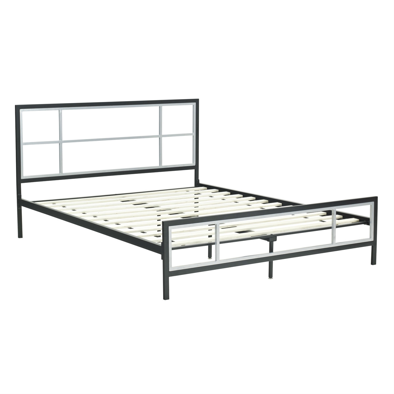 FaFurn - Full Size Platform Bed Frame with Headboard Footboard and Wood Slats in Metal