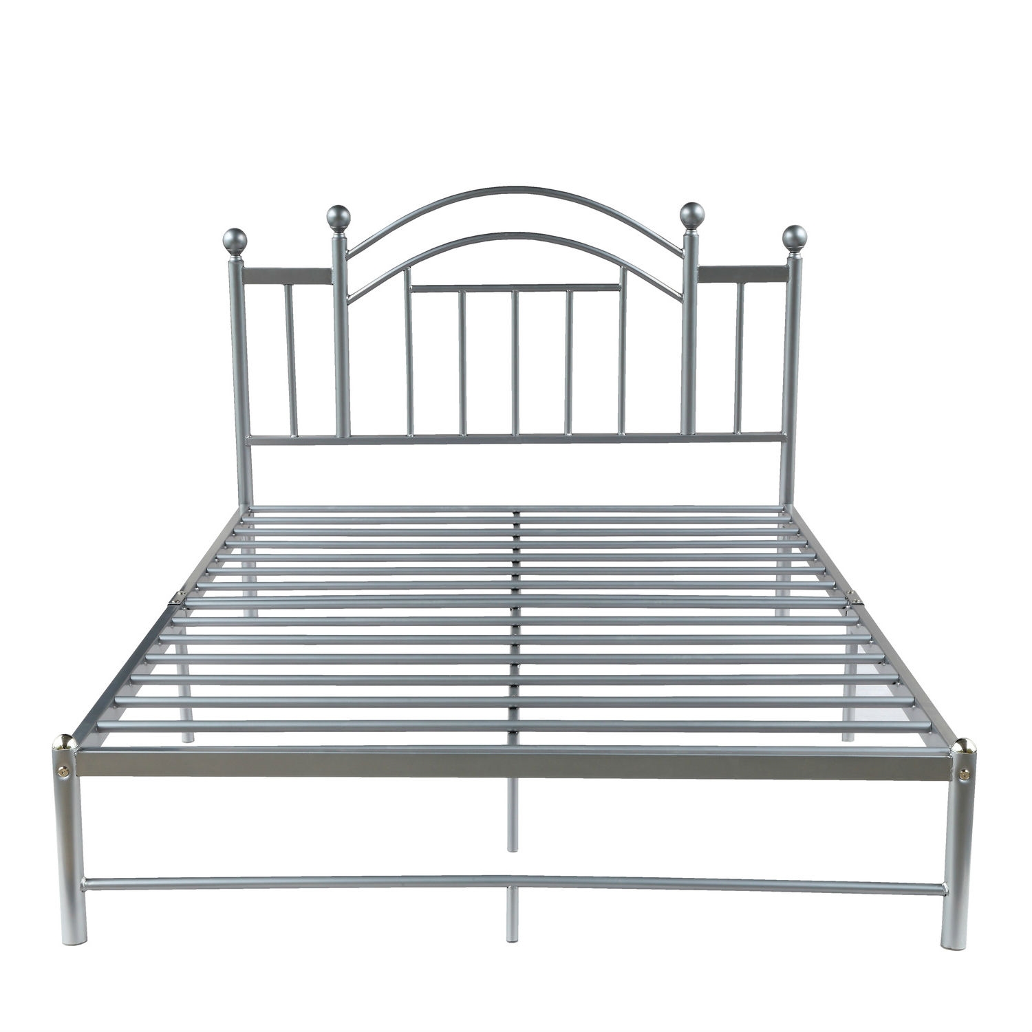 FaFurn - Full Size Platform Bed Frame with Headboard and Footboard in Silver, Metal