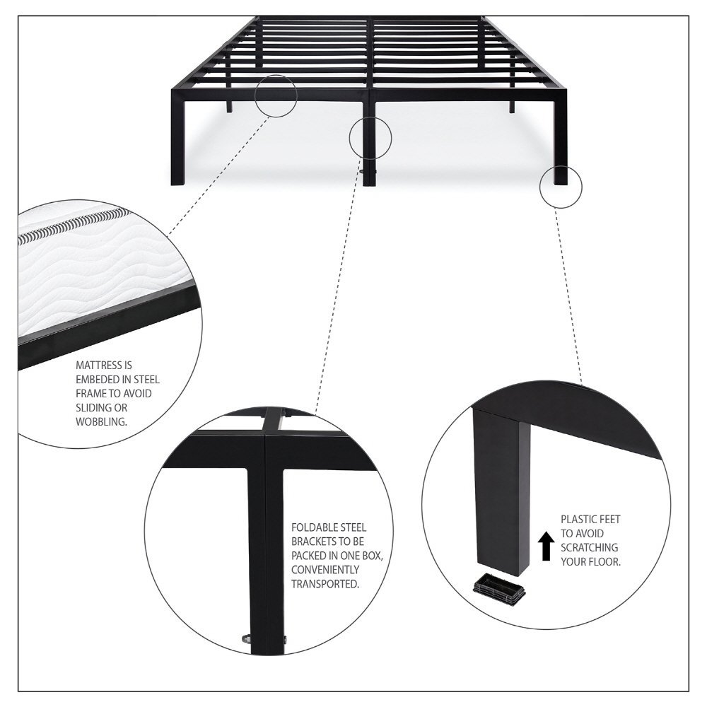 FaFurn - Full Size Platform Bed Frame in Metal