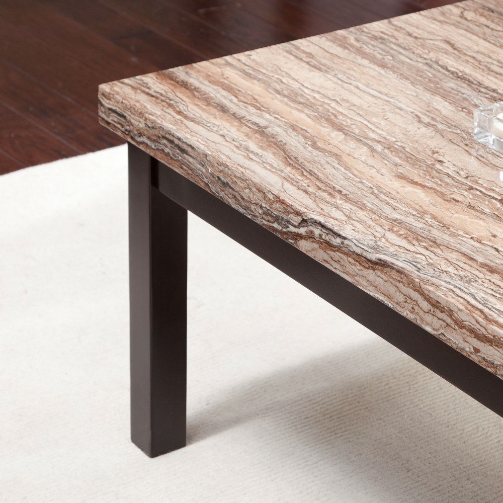 FaFurn™ Coffee Table with Faux Marble Top - Wood