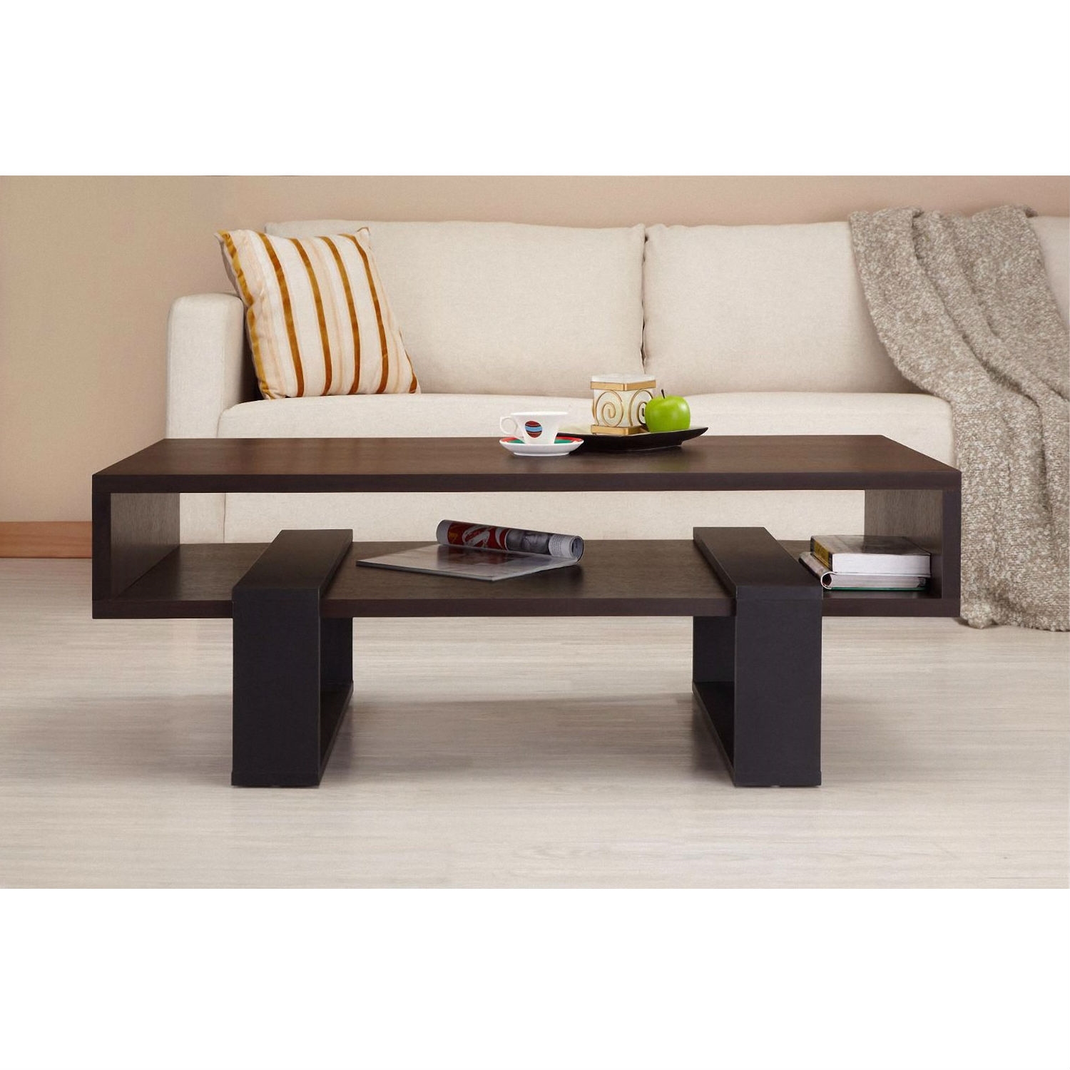 FaFurn™ Modern Coffee Table - Black/Walnut