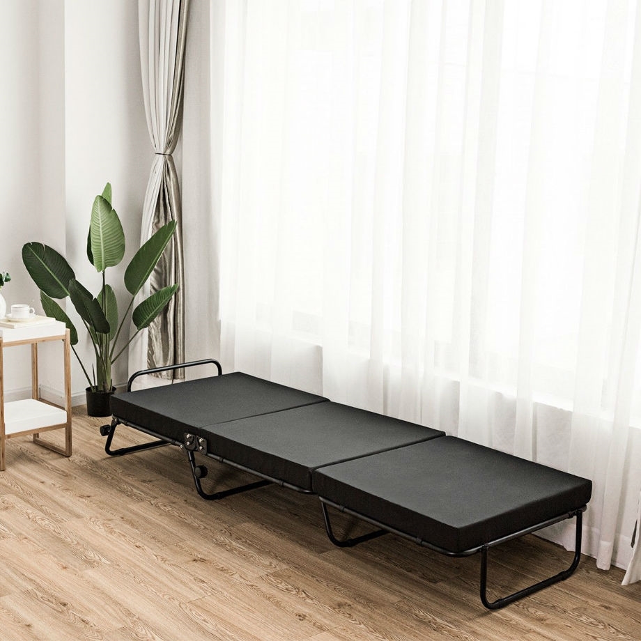 FaFurn - Folding Bed Frame with Mattress and Casters