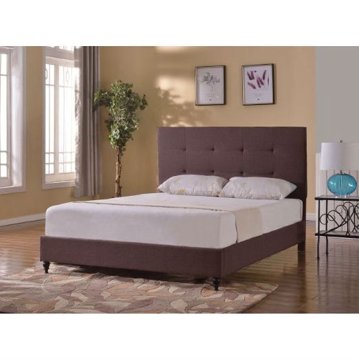 FaFurn - Full Size Platform Bed Frame with Tufted Headboard in Brown