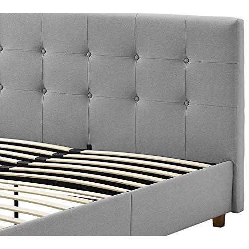 FaFurn - Full Size Platform Bed Frame with Button-Tufted Headboard