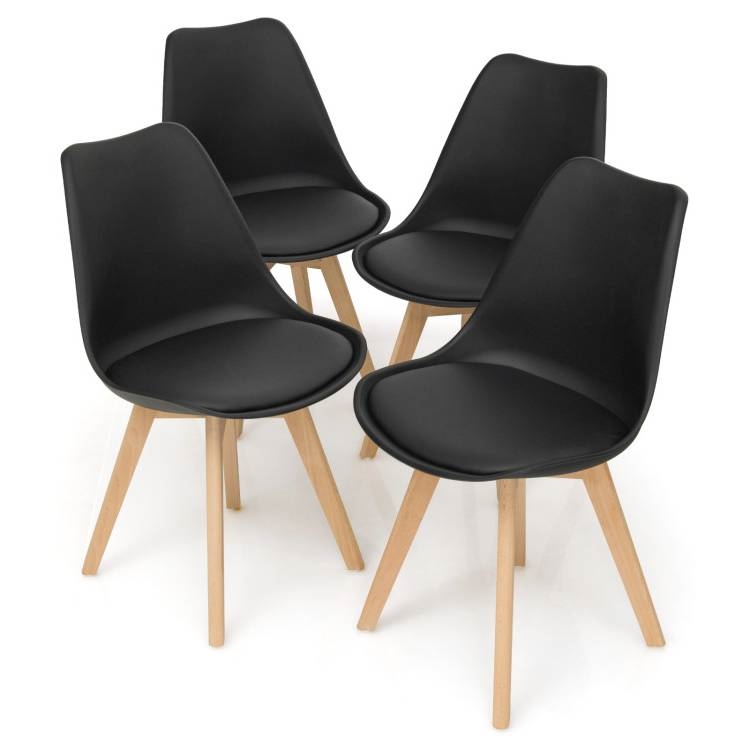 FaFurn - Set of 4 Modern Dining Chairs with Wood Legs